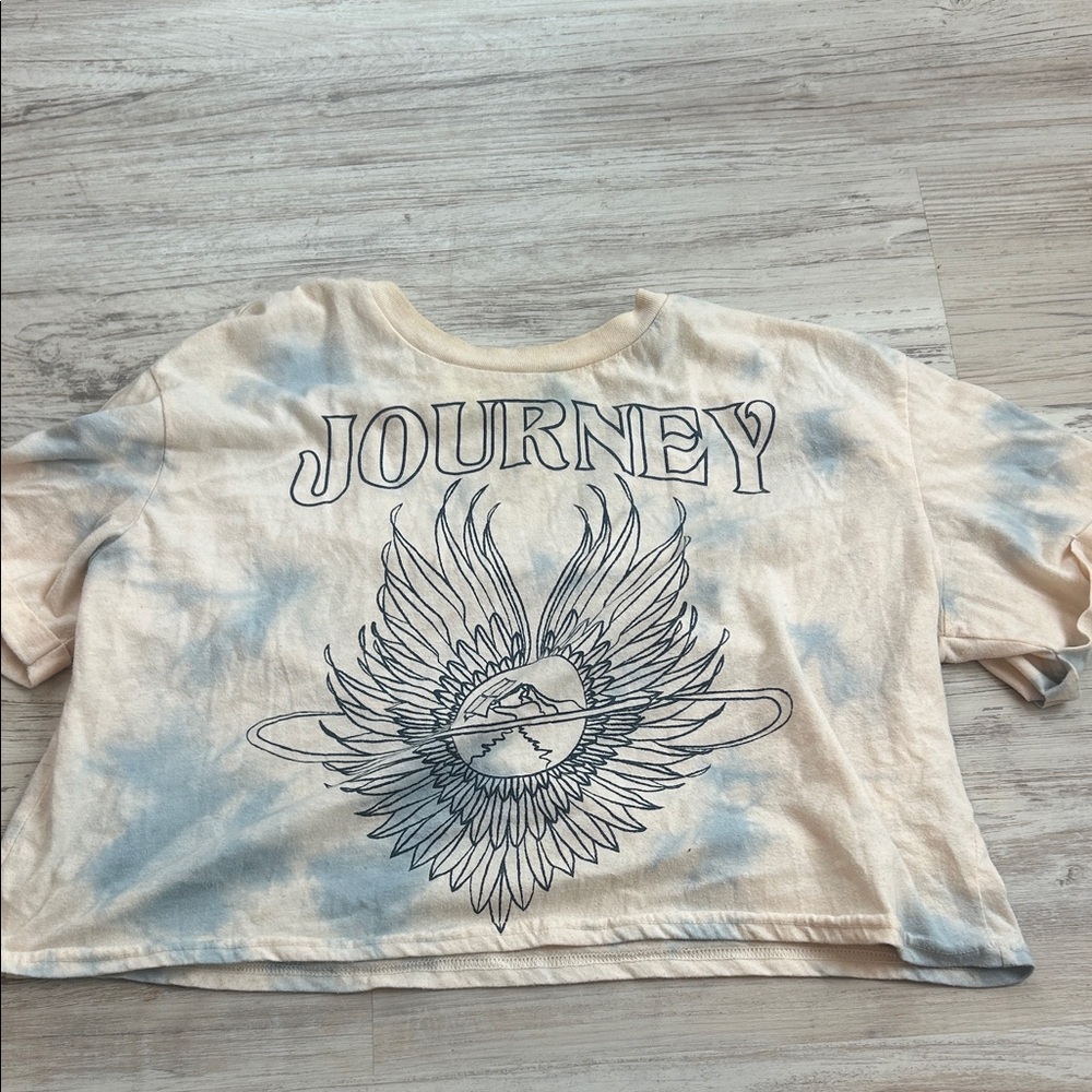 Journey Graphic Crop Top - Cream and Blue